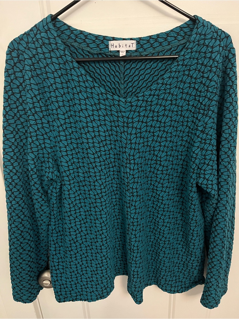 Habitat Teal Textured Long Sleeve V-Neck Top